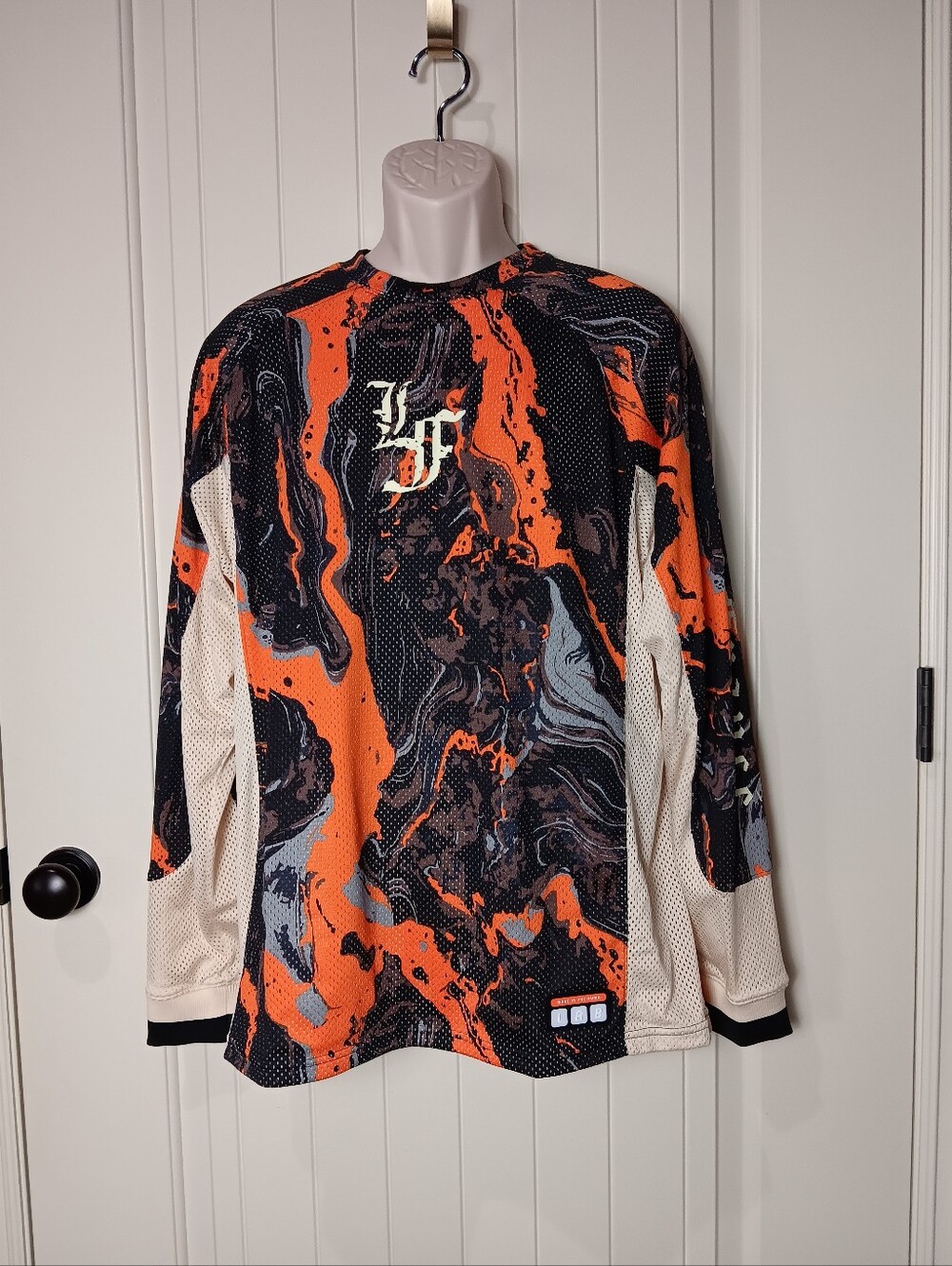 NWT PUMA Men's LaFrance HEEM Moto Jersey Orange Glo Graphic Long Sleeve L $90